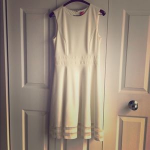 Cream/white skater dress with sheer detail